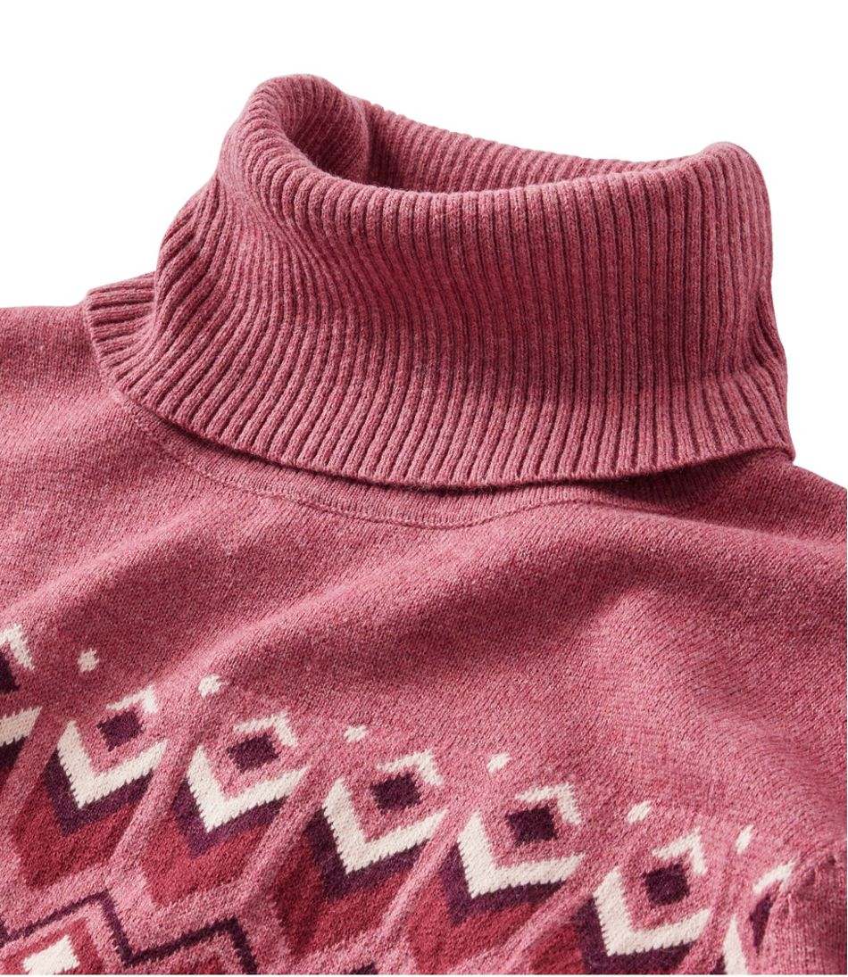 L.L.Bean Women's Cotton/Cashmere Sweater, Turtleneck Intarsia CLOTHING|SALE