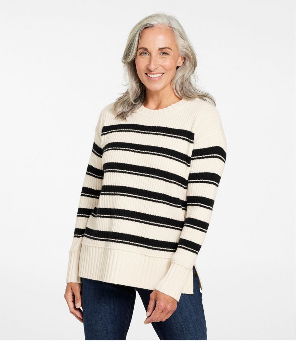 L.L.Bean Women's Heritage Heirloom Wool/Cashmere Sweater, Crewneck Stripe CLOTHING|SALE