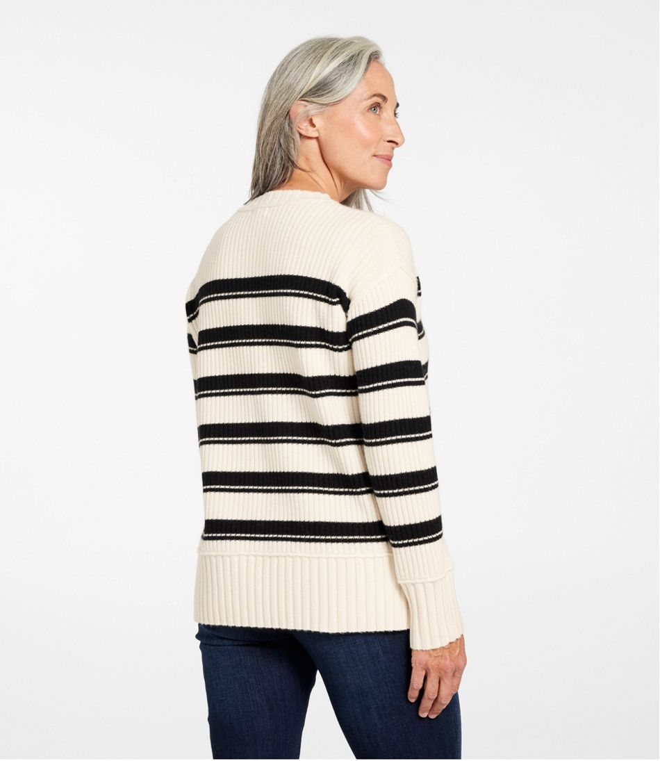 L.L.Bean Women's Heritage Heirloom Wool/Cashmere Sweater, Crewneck Stripe CLOTHING|SALE