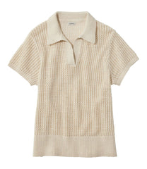 L.L.Bean Women's Organic Cotton Slub Pointelle Sweater, Polo CLOTHING