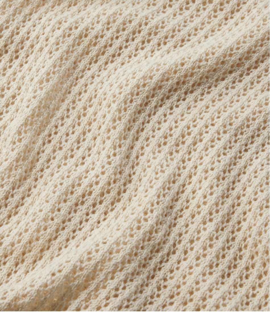 L.L.Bean Women's Organic Cotton Slub Pointelle Sweater, Polo CLOTHING