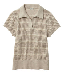 L.L.Bean Women's Organic Cotton Slub Pointelle Sweater, Polo CLOTHING