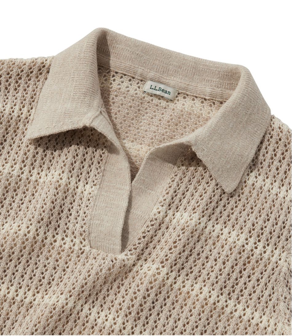 L.L.Bean Women's Organic Cotton Slub Pointelle Sweater, Polo CLOTHING