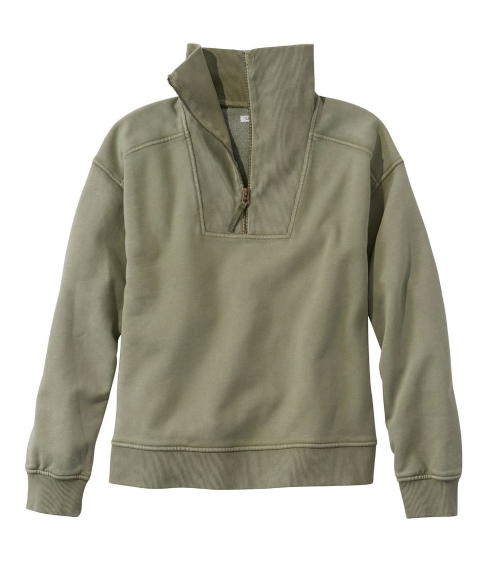 L.L.Bean Women's Sunwashed Sweats, Quarter-Zip CLOTHING