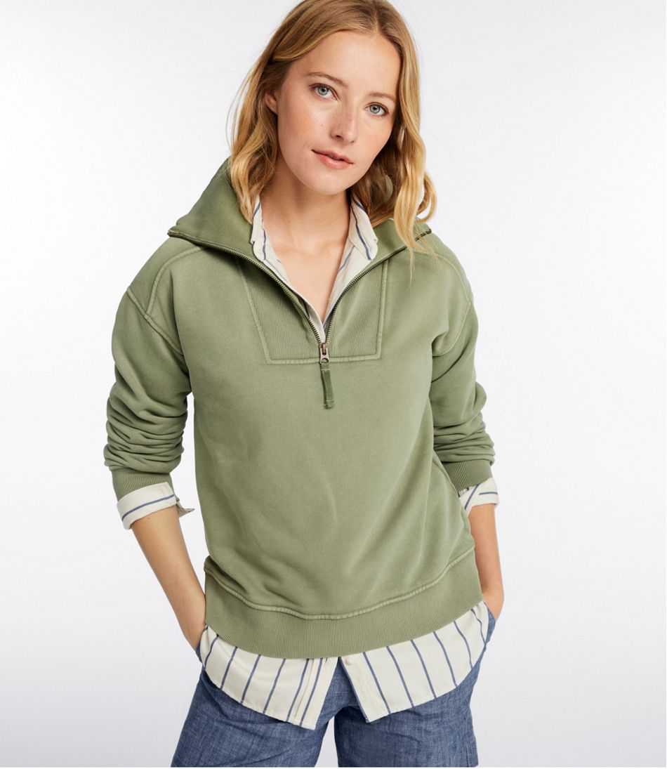 L.L.Bean Women's Sunwashed Sweats, Quarter-Zip CLOTHING