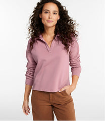 L.L.Bean Women's Sunwashed Sweats, Splitneck Polo CLOTHING