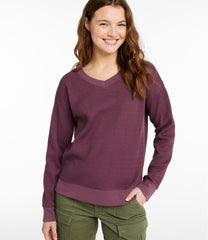 L.L.Bean Women's Birchwood Brushed Waffle Top, V-Neck CLOTHING