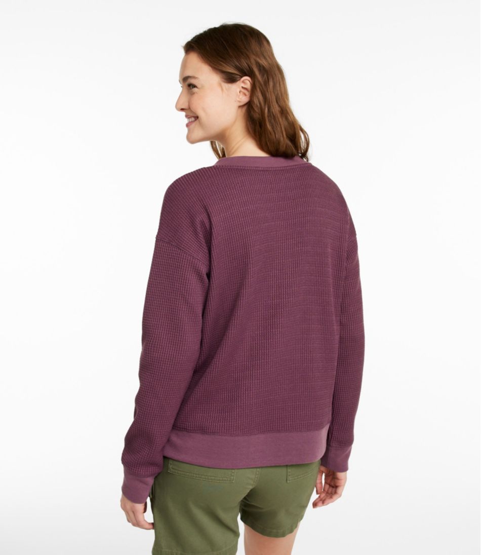 L.L.Bean Women's Birchwood Brushed Waffle Top, V-Neck CLOTHING
