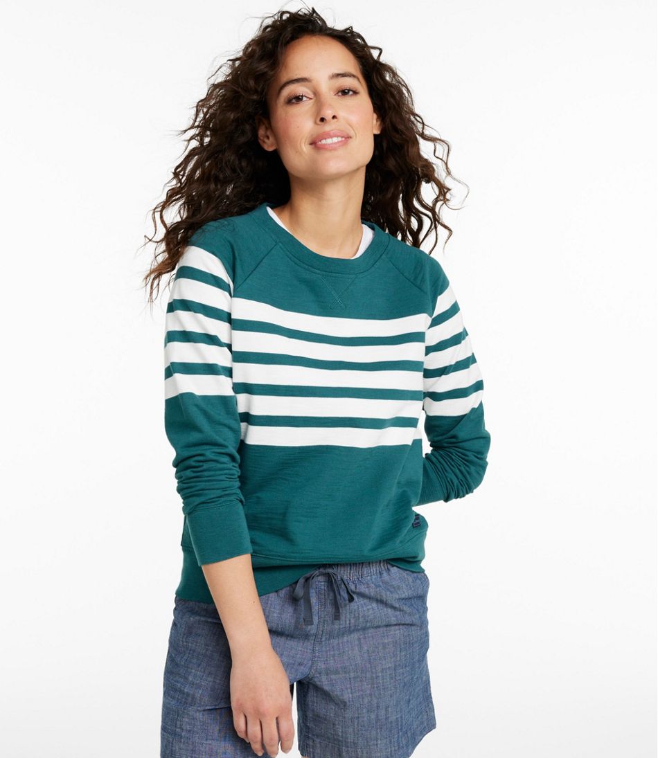 L.L.Bean Women's Peaks Island Crewneck, Stripe CLOTHING
