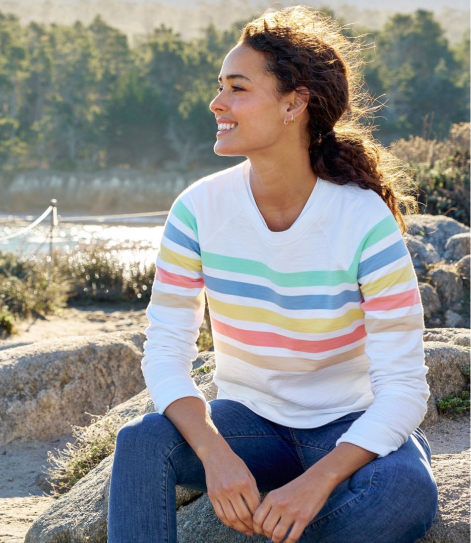 L.L.Bean Women's Peaks Island Crewneck, Stripe CLOTHING