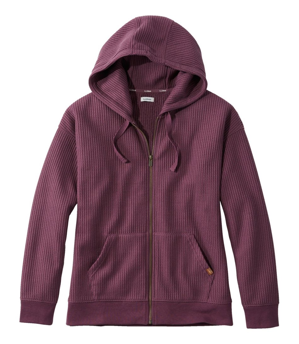 L.L.Bean Women's Birchwood Brushed Waffle Full-Zip Hoodie CLOTHING