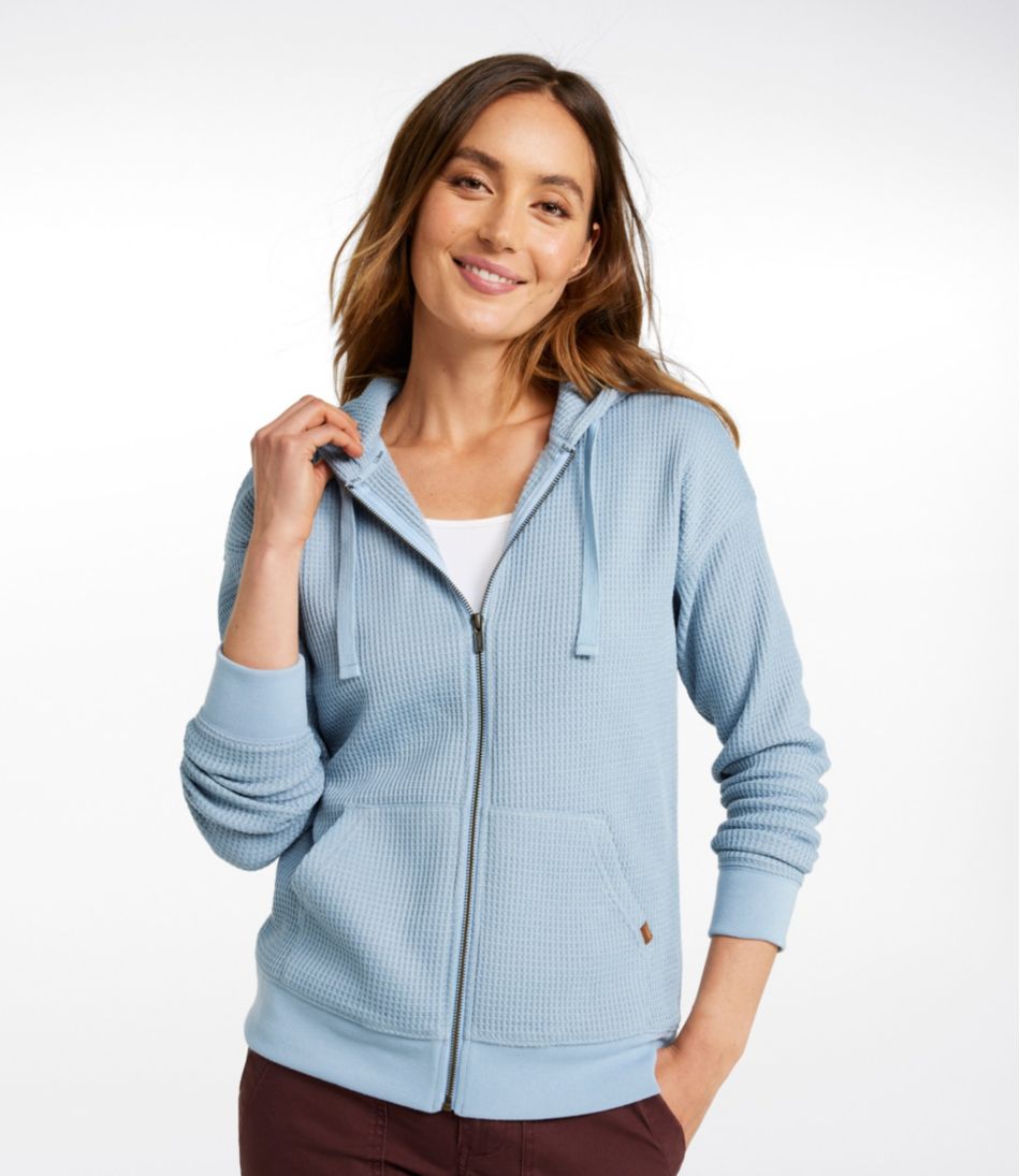 L.L.Bean Women's Birchwood Brushed Waffle Full-Zip Hoodie CLOTHING