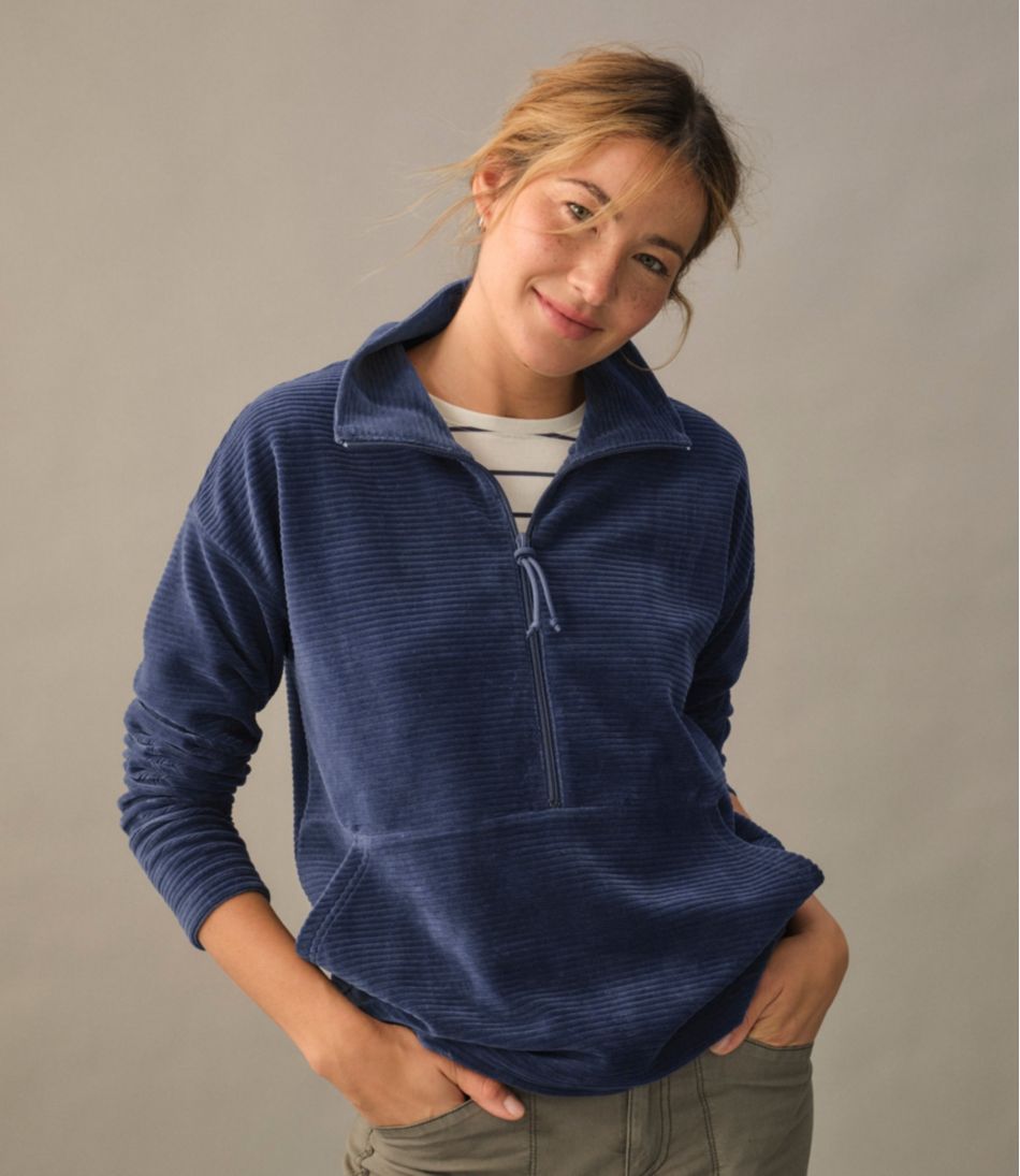 L.L.Bean Women's Soft Stretch Corduroy Pullover, Half-Zip CLOTHING|SALE