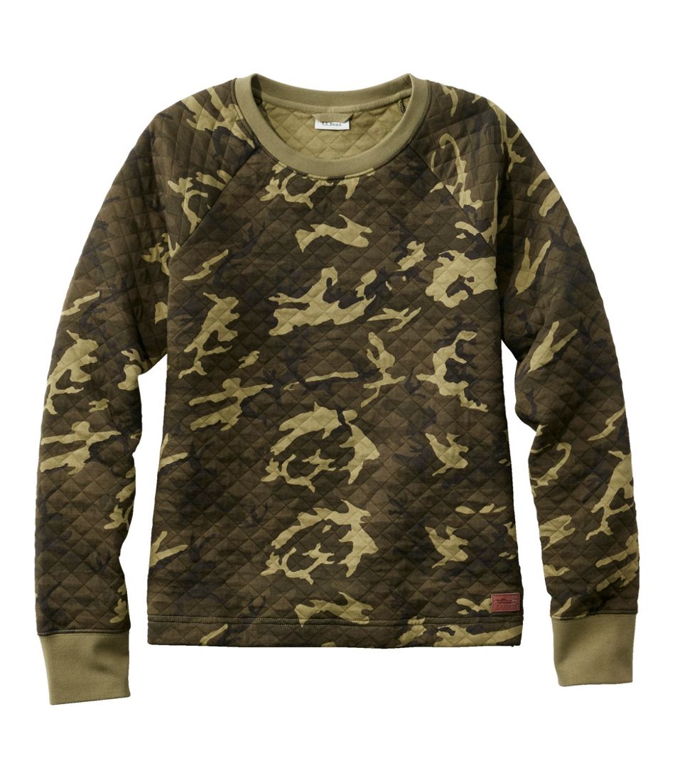 L.L.Bean Women's Quilted Sweatshirt, Crewneck Pullover Print CLOTHING