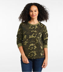 L.L.Bean Women's Quilted Sweatshirt, Crewneck Pullover Print CLOTHING