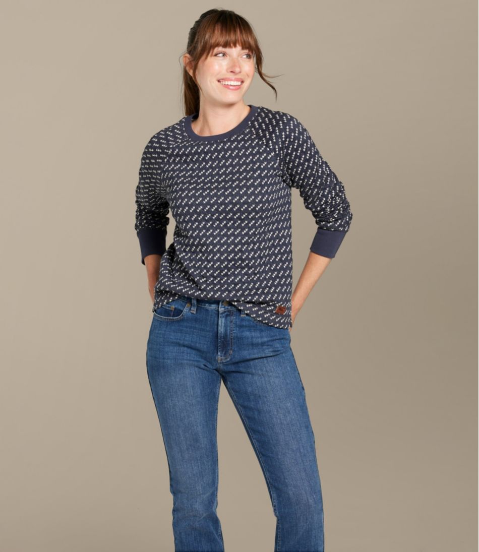 L.L.Bean Women's Quilted Sweatshirt, Crewneck Pullover Print CLOTHING