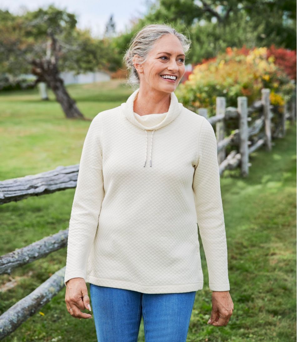L.L.Bean Women's SoftLight Quilted Top, Funnelneck Pullover CLOTHING|SALE