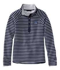 L.L.Bean Women's Lakewashed Double-Knit Quarter-Snap, Stripe CLOTHING