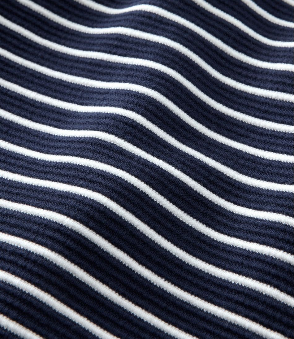 L.L.Bean Women's Lakewashed Double-Knit Quarter-Snap, Stripe CLOTHING