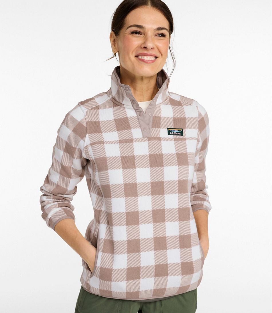 L.L.Bean Women's Sweater Fleece Pullover, Print CLOTHING