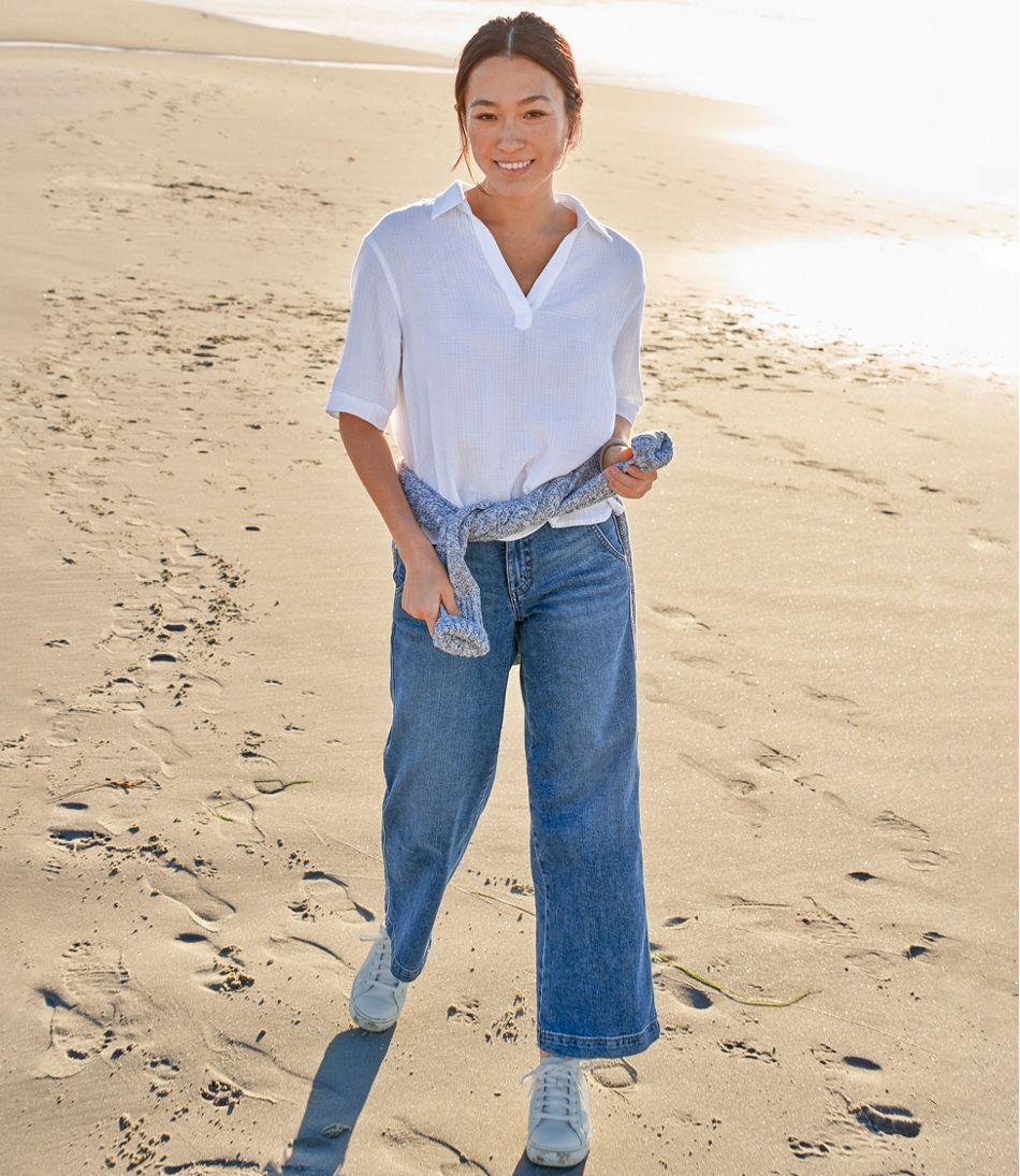 L.L.Bean Women's 207 Vintage Jeans, High-Rise Wide-Leg CLOTHING
