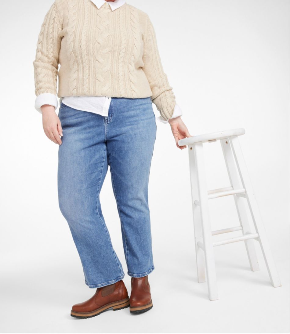 L.L.Bean Women's Everyday Stretch Jeans, High-Rise Mini Bootcut Ankle CLOTHING|SALE