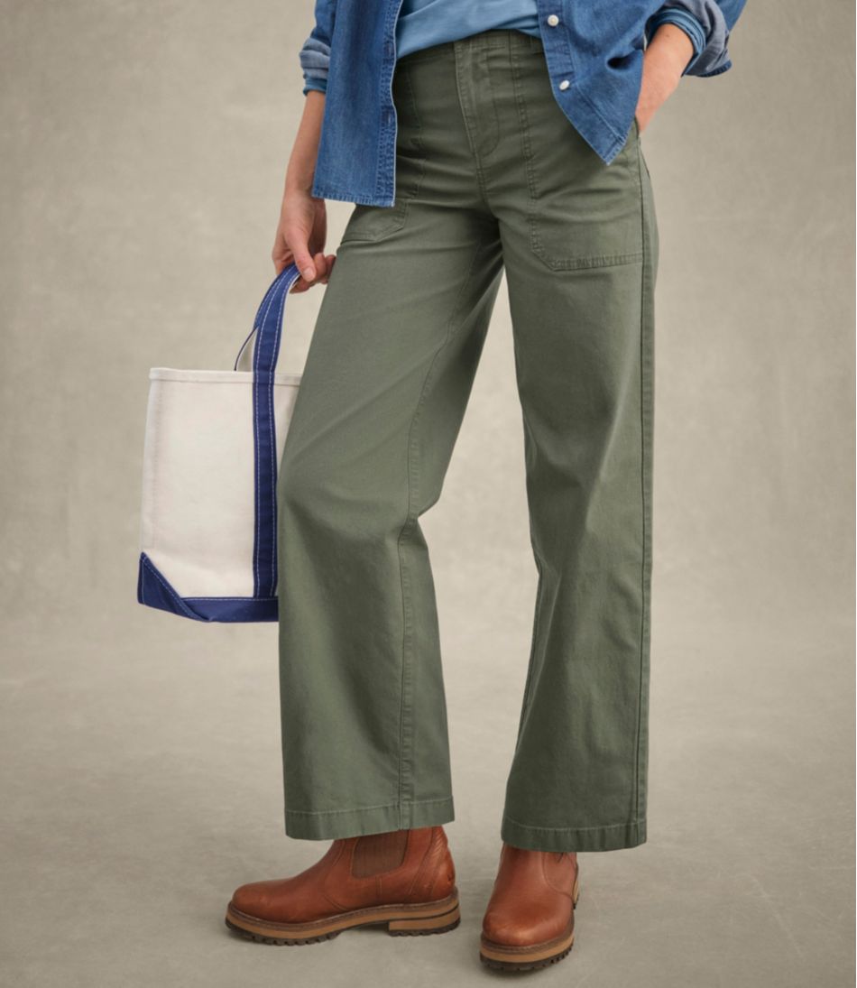L.L.Bean Women's 207 Vintage Cotton Canvas Pants, High-Rise Wide-Leg CLOTHING|SALE