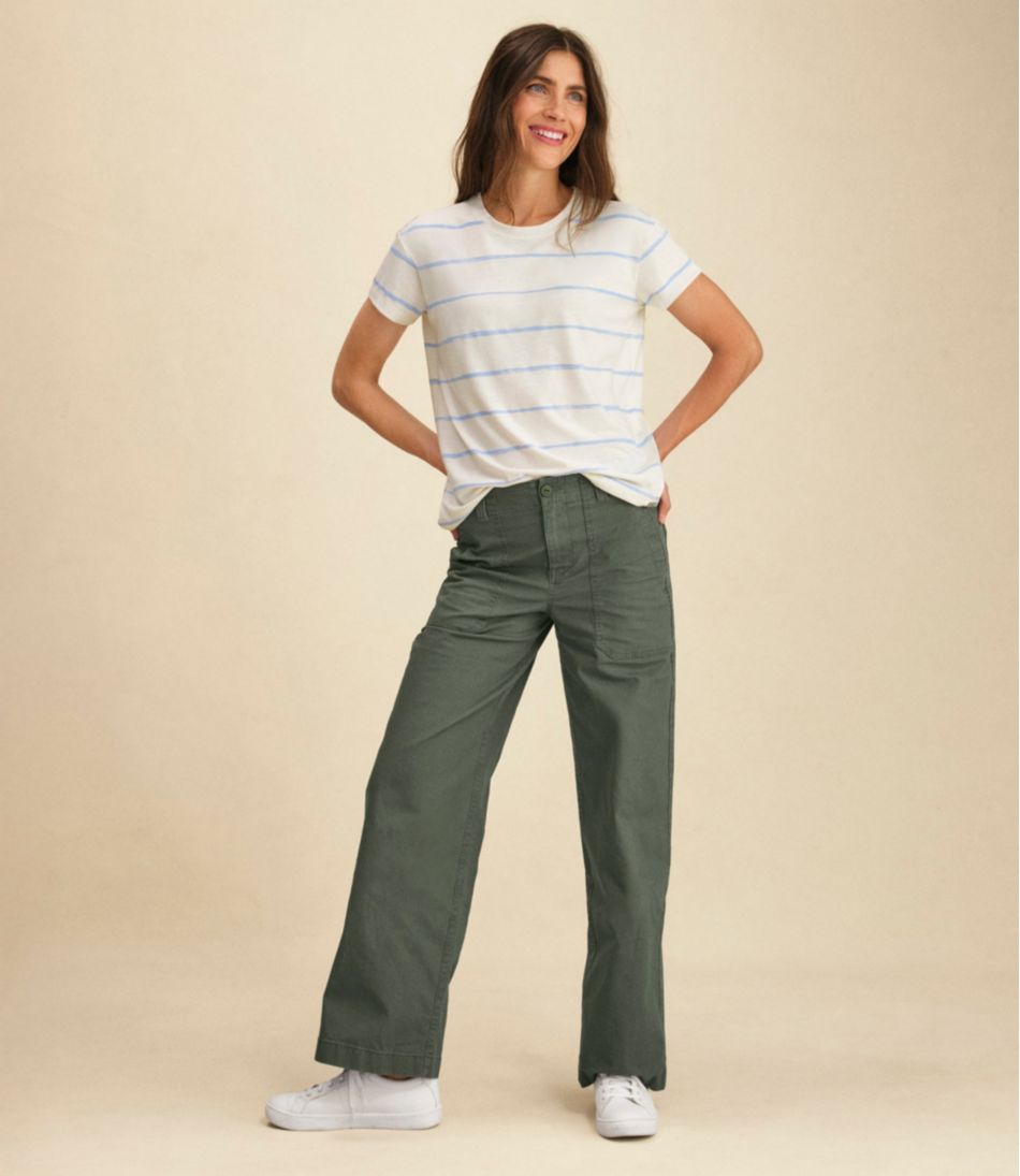 L.L.Bean Women's 207 Vintage Cotton Canvas Pants, High-Rise Wide-Leg CLOTHING|SALE