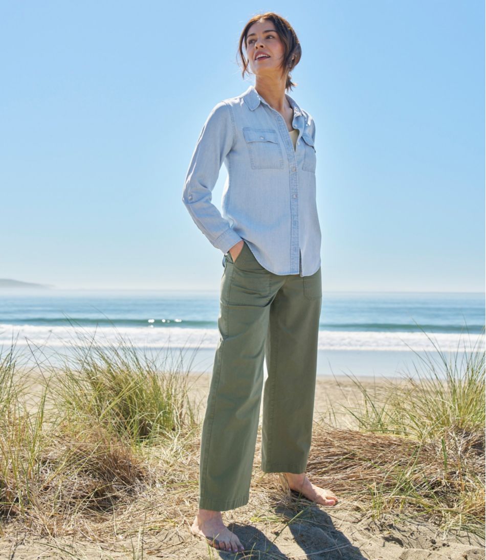 L.L.Bean Women's 207 Vintage Cotton Canvas Pants, High-Rise Wide-Leg CLOTHING|SALE