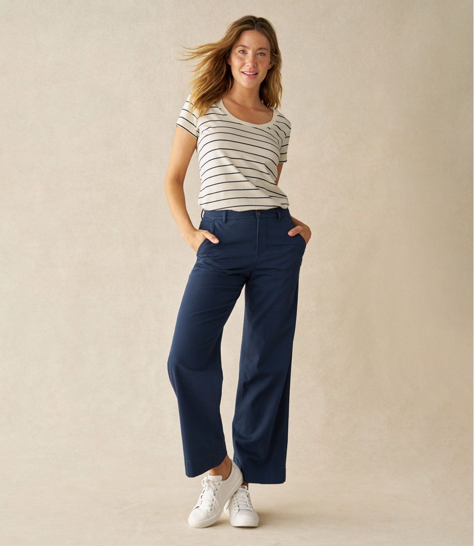 L.L.Bean Women's Comfort Stretch Pants, Mid-Rise Wide-Leg Chino CLOTHING|SALE