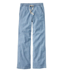 L.L.Bean Women's Lakewashed Pull-On Chinos, Mid-Rise Wide-Leg Chambray CLOTHING