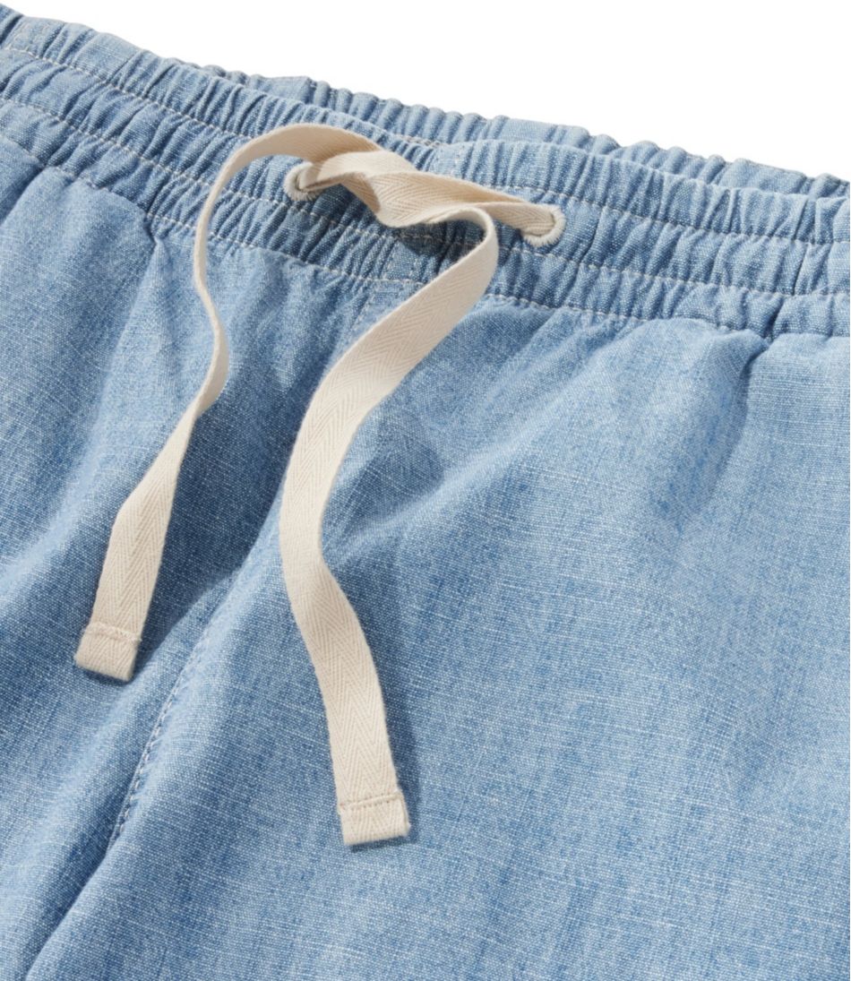 L.L.Bean Women's Lakewashed Pull-On Chinos, Mid-Rise Wide-Leg Chambray CLOTHING