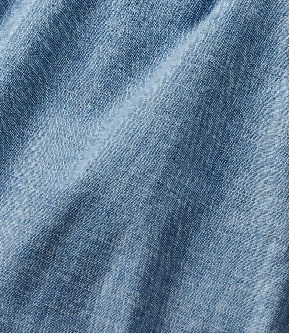 L.L.Bean Women's Lakewashed Pull-On Chinos, Mid-Rise Wide-Leg Chambray CLOTHING