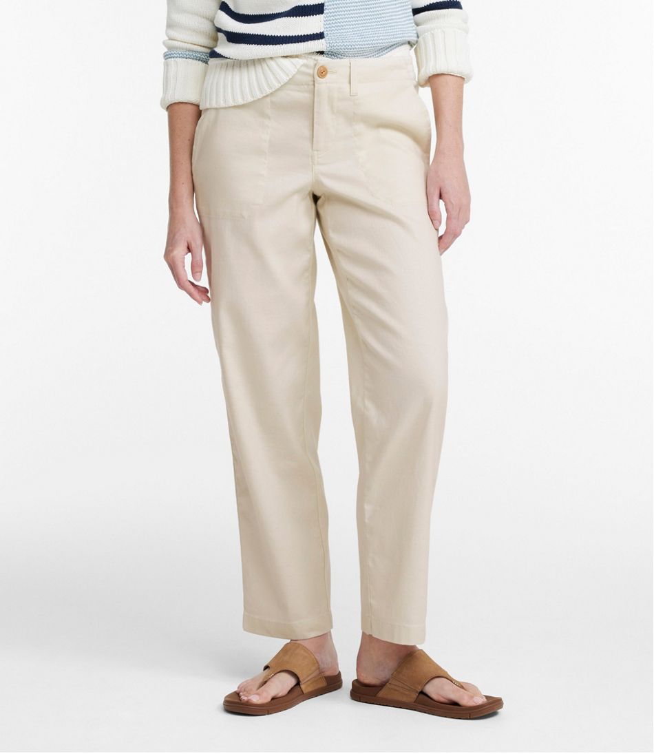 L.L.Bean Women's Comfort Stretch Cotton/Linen Pants, High-Rise Ankle CLOTHING|SALE