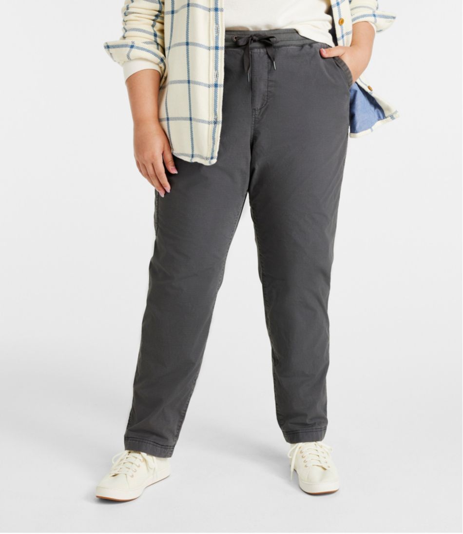 L.L.Bean Women's Stretch Ripstop Pull-On Pants, Slim-Leg Fleece-Lined CLOTHING|SALE