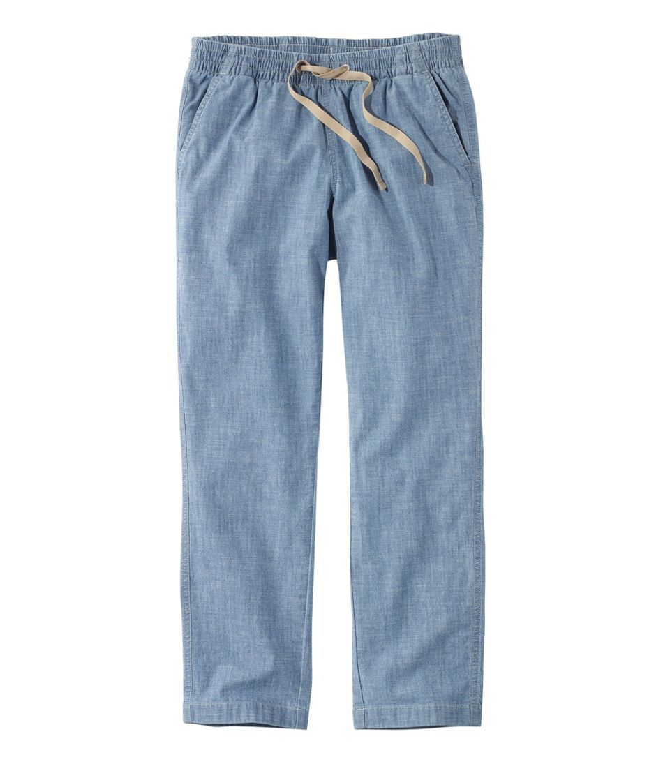 L.L.Bean Women's Lakewashed Pull-On Chinos, Mid-Rise Chambray Ankle Pants CLOTHING