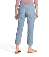 L.L.Bean Women's Lakewashed Pull-On Chinos, Mid-Rise Chambray Ankle Pants CLOTHING