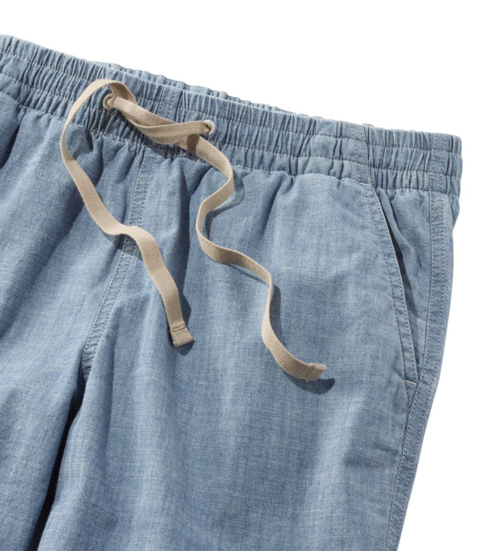 L.L.Bean Women's Lakewashed Pull-On Chinos, Mid-Rise Chambray Ankle Pants CLOTHING