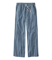 L.L.Bean Women's Lakewashed Pull-On Chinos, Mid-Rise Wide-Leg Stripe Chambray CLOTHING|SALE