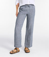 L.L.Bean Women's Premium Washable Linen Pull-On Pants, Stripe CLOTHING|SALE