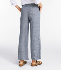 L.L.Bean Women's Premium Washable Linen Pull-On Pants, Stripe CLOTHING|SALE