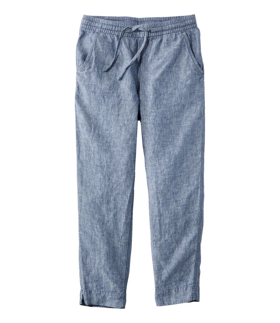 L.L.Bean Women's Premium Linen Pull-On Ankle Pants, Mid-Rise Tapered-Leg CLOTHING|SALE