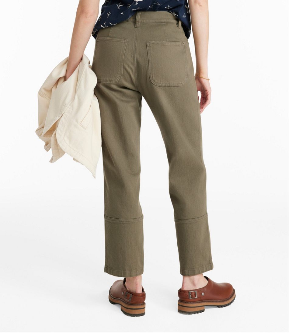 L.L.Bean Women's Signature Washed Cotton Barrel Pants, High-Rise Tapered Leg CLOTHING|SALE