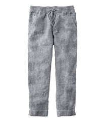 L.L.Bean Women's Premium Linen Pull-On Ankle Pants, Mid-Rise Tapered-Leg Stripe CLOTHING|SALE