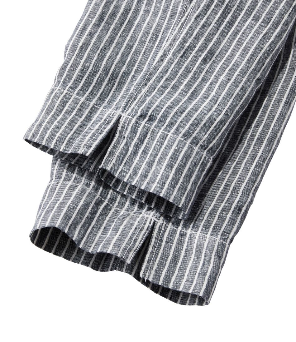 L.L.Bean Women's Premium Linen Pull-On Ankle Pants, Mid-Rise Tapered-Leg Stripe CLOTHING|SALE