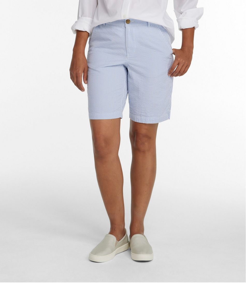 L.L.Bean Women's Comfort Stretch Shorts, Seersucker Bermudas 9" CLOTHING|SALE