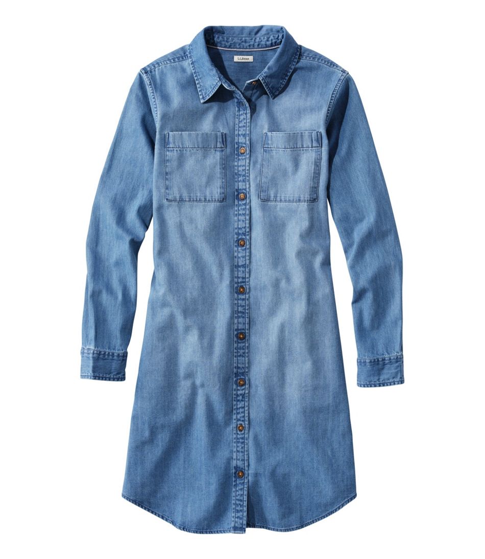 L.L.Bean Women's L.L. Bean Heritage Washed Denim Shirt Dress CLOTHING