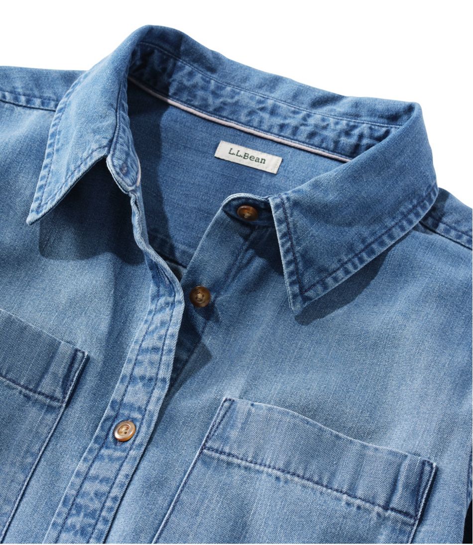 L.L.Bean Women's L.L. Bean Heritage Washed Denim Shirt Dress CLOTHING