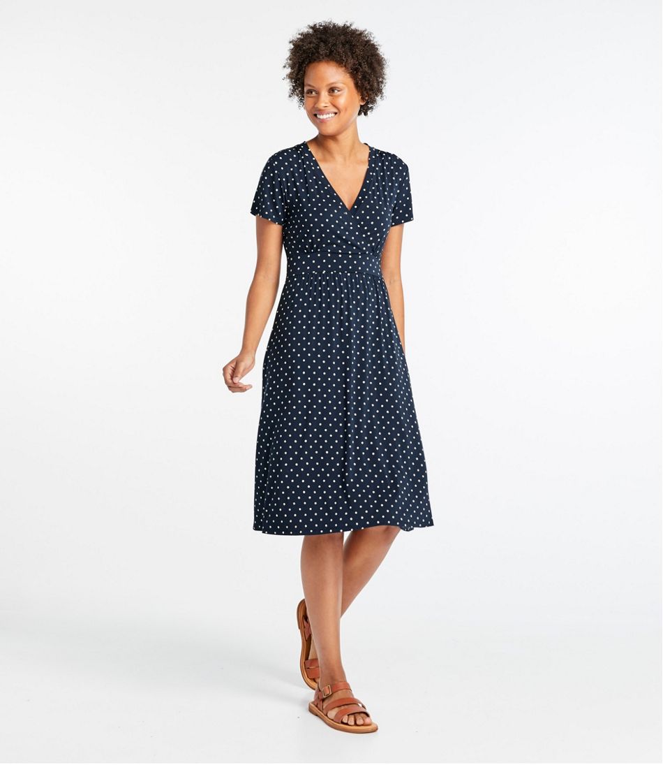 L.L.Bean Women's Summer Knit Dress, Short-Sleeve Print CLOTHING|SALE