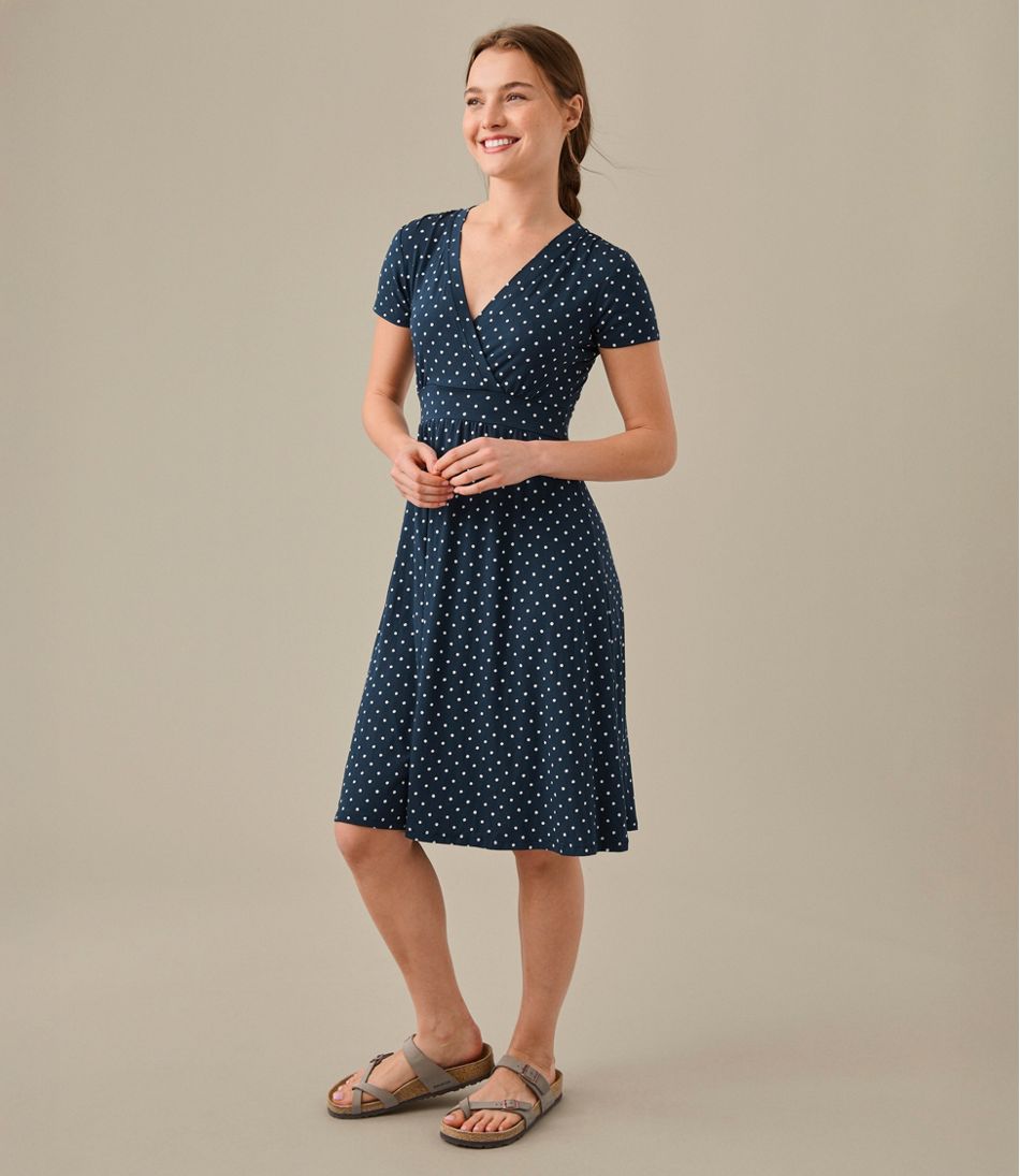 L.L.Bean Women's Summer Knit Dress, Short-Sleeve Print CLOTHING|SALE